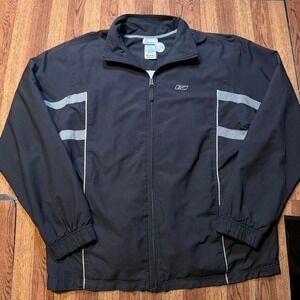 Reebok Black Striped Retro Tech Sportswear  Wind Track Jacket Medium